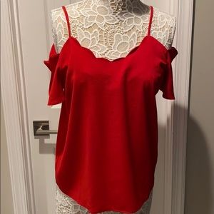 Women’s Red Cold Shoulder Blouse